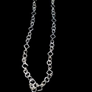 Vintage long chain silver necklace